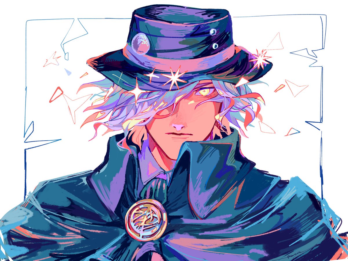 edmond dantes (fate) 1boy male focus hat solo yellow eyes white hair hair over one eye  illustration images