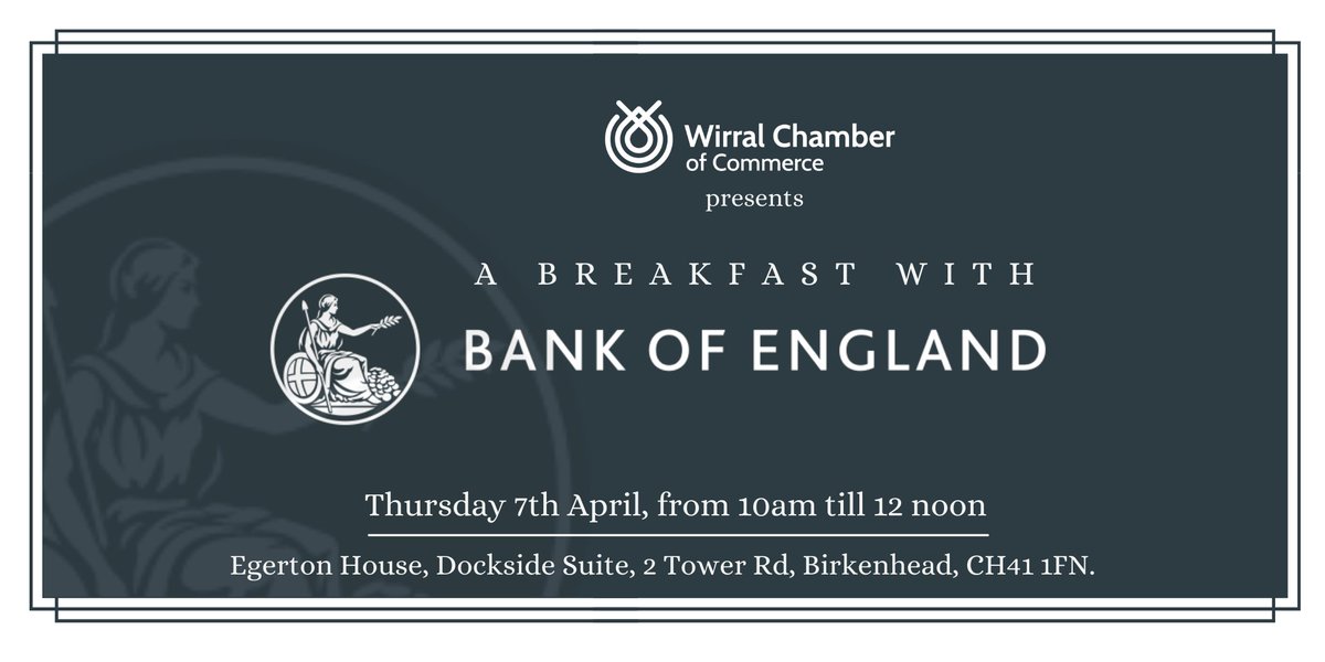 Join us this Thursday for "Breakfast with <a href="/bankofengland/">Bank of England</a>" 

This event is not to be missed as we'll be joined by Alison Stuart, Bank of England’s newly appointed North West Agent. 

Book here: wirralchamber.co.uk/event/bank-of-…