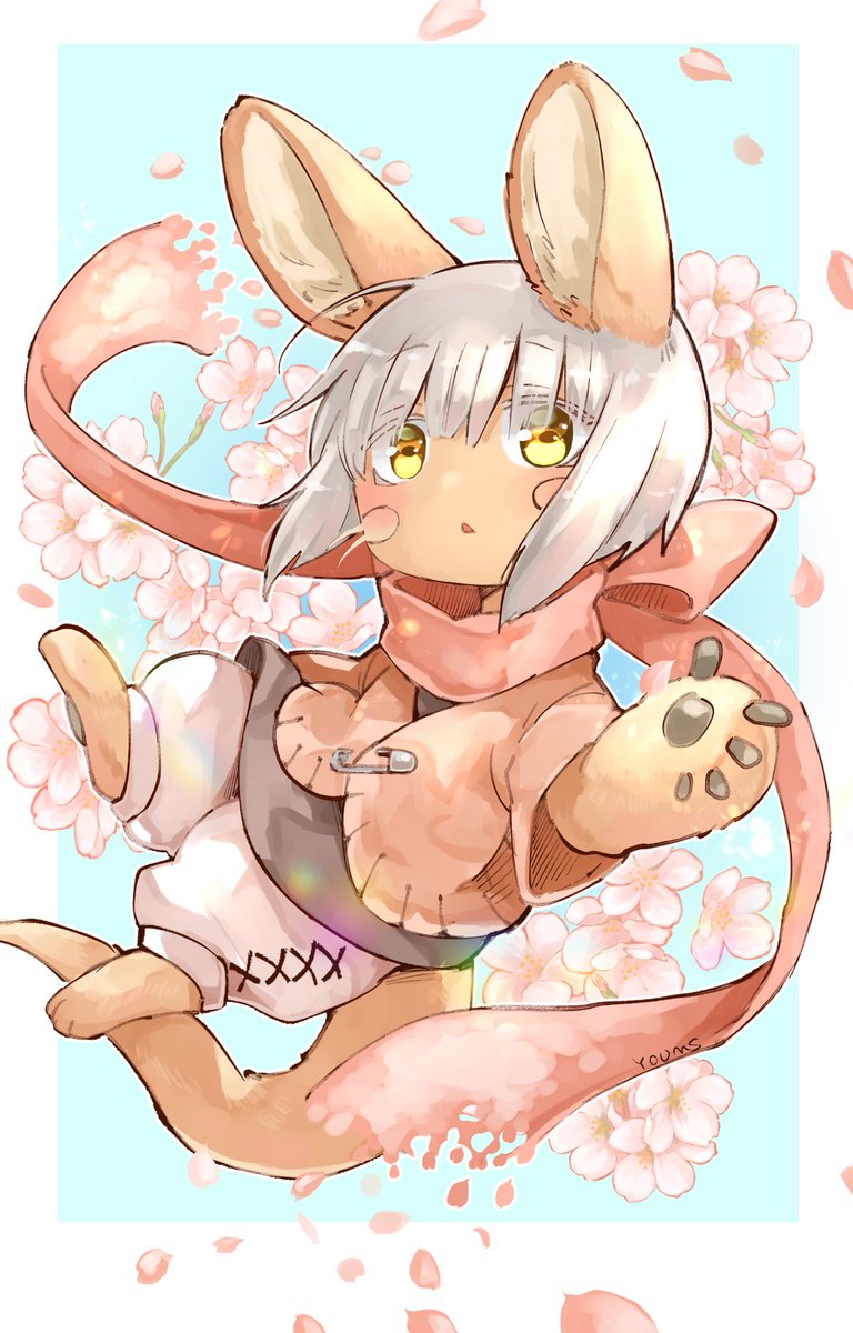 nanachi (made in abyss) whiskers 1other animal ears scarf furry petals tail  illustration images