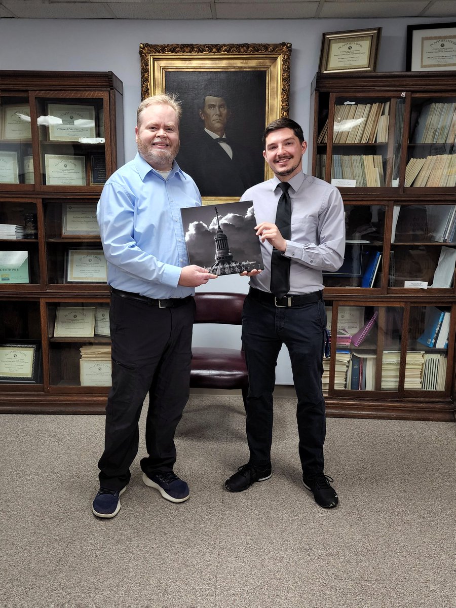 PerryB_Photo's tweet photo. Pretty proud moment today as I delivered a signed copy of my book, "Monochrome Views of Cass Gilbert's Masterpiece" to the WV State Archives Library for their permanent collection. The other gentleman in the photo is the Director, Aaron Parsons https://t.co/gcY5wFdzdh