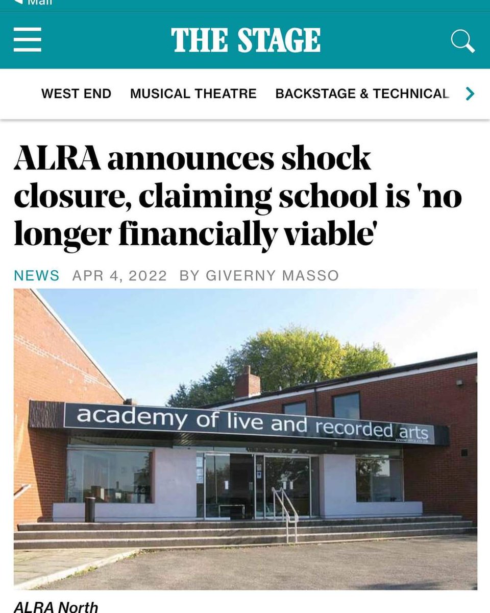 actorawareness's tweet image. #alranorth #Alra closing its doors is another nail in the coffin for the working class. A drama school in a working class northern town was just wonderful. Good job we have set up literally down the road from this supporting working class talent. Think we will be in high demand