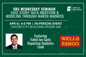 #NCDSMemberSpotlight: Join <a href="/CLTdatascience/">UNC Charlotte School of Data Science</a> + Vahid Jon Sanii from <a href="/WellsFargo/">Wells Fargo</a> for a session about the entire #dataprocess. The seminar will go through the entire process of gathering data all the way through to performing analytics. #sportsanalytics

datascience.charlotte.edu/events/sds-wed…