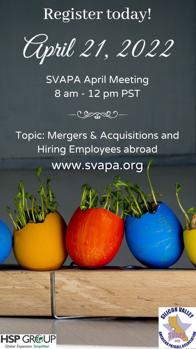 SiliconVallAPA's tweet image. Come join us this month on April 21st! Reserve your spot today! #meeting #education #payroll #paynews