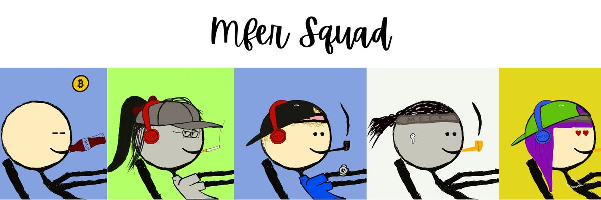 128 Mfer Squad sold.  Anyone pushes it to 130?
Free mint and low gas at mfersquad.com
mfer is 4.2e floor price. Mfer Squad is still free. Do not wait until bus is gone.
One day Mfer Squad have party in the MOON!!!