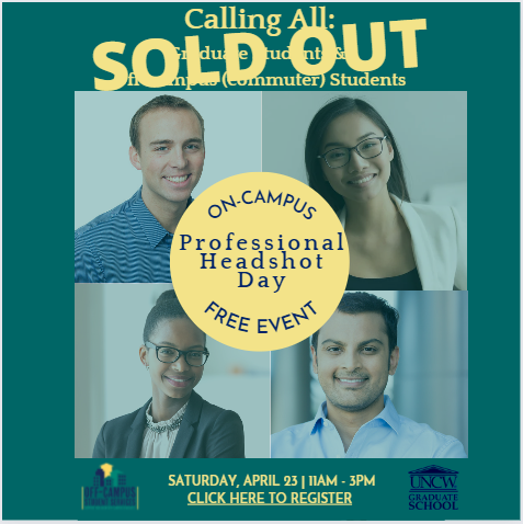 Seahawk_OCSS's tweet image. The Professional Headshot Day is SOLD OUT! Thank you to everyone who signed up!

Please email Leslie Wright, wrightlk@uncw.edu, to be placed on the waiting list.
