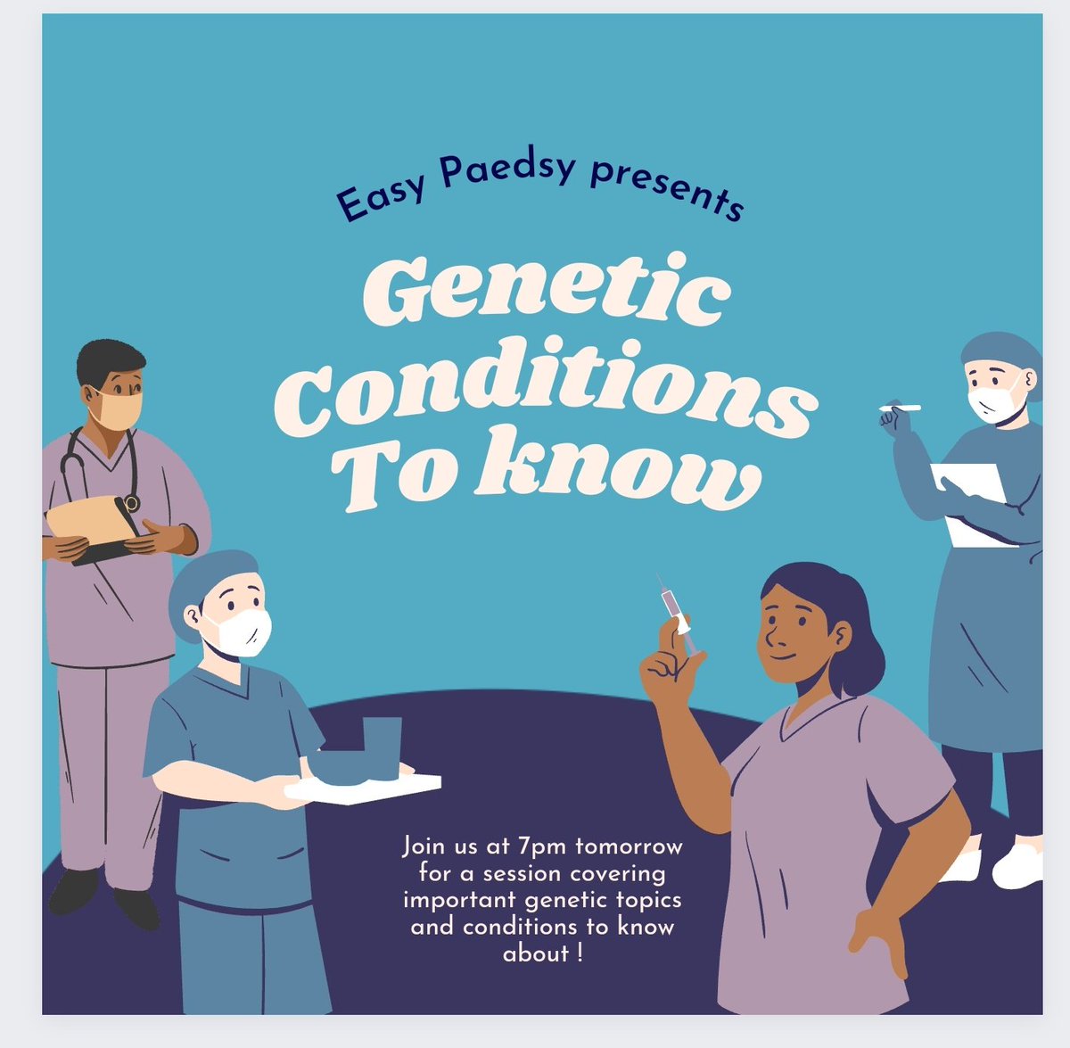 Easypaedsy1's tweet photo. Join us tomorrow for a session all about genetics! With 1 in 25 children being affected by a genetic condition,
knowledge about these is extremely important for all medics- paeds &amp; adult medics alike! We will cover common genetic disorders and will be great prep for OSCEs too! https://t.co/G0y1FOKuoF