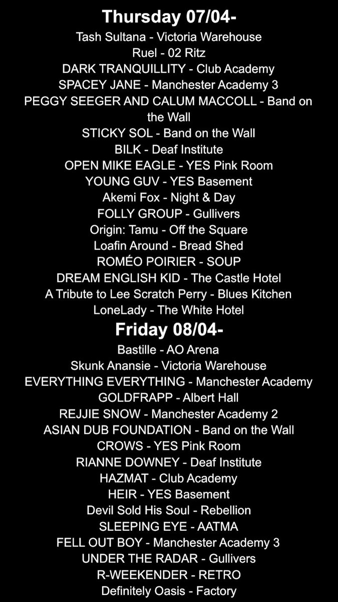 ManchesterGigss's tweet photo. Here’s who you can see this week! https://t.co/4vwVf0Sl9D