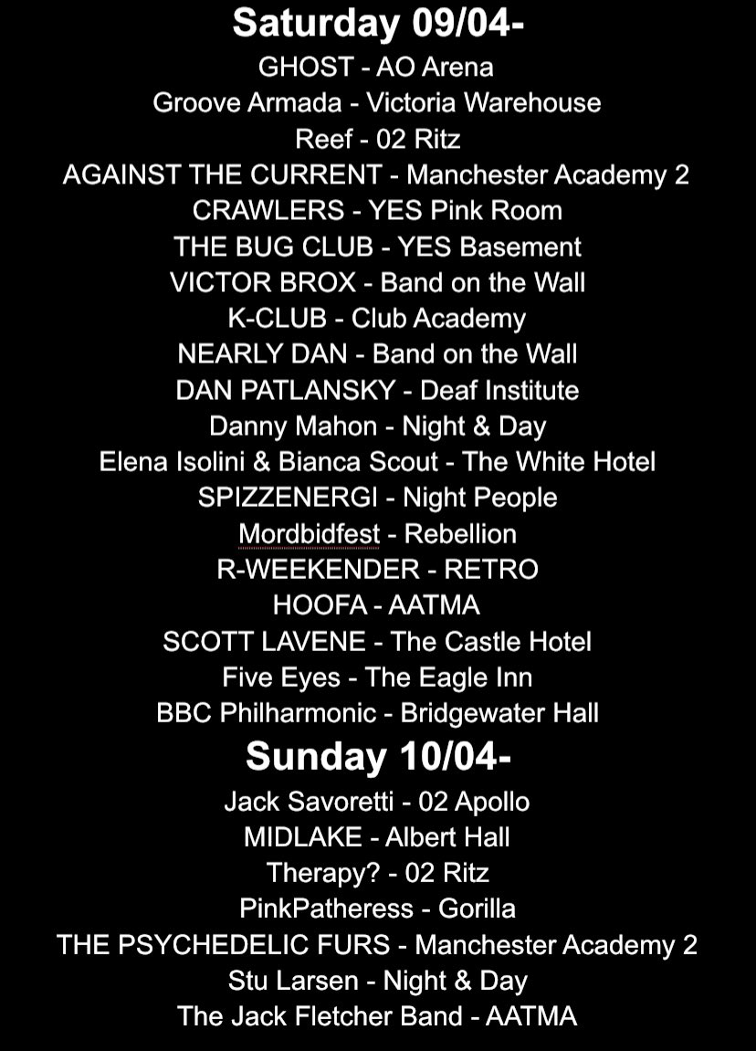 ManchesterGigss's tweet photo. Here’s who you can see this week! https://t.co/4vwVf0Sl9D