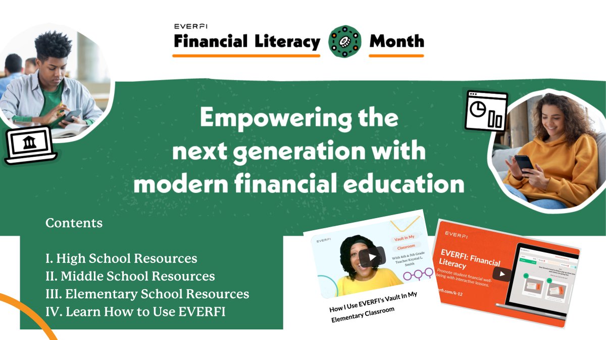 April is Financial Literacy Month! 

Explore our Financial Literacy Month hub to find:
🏦 Free resources for Elem, MS, and HS
💰 Scholarship opportunities
🎒 How teachers are using EVERFI in their classroom
🗓️Planning calendars for the month of April! 

bit.ly/3LzUDCI