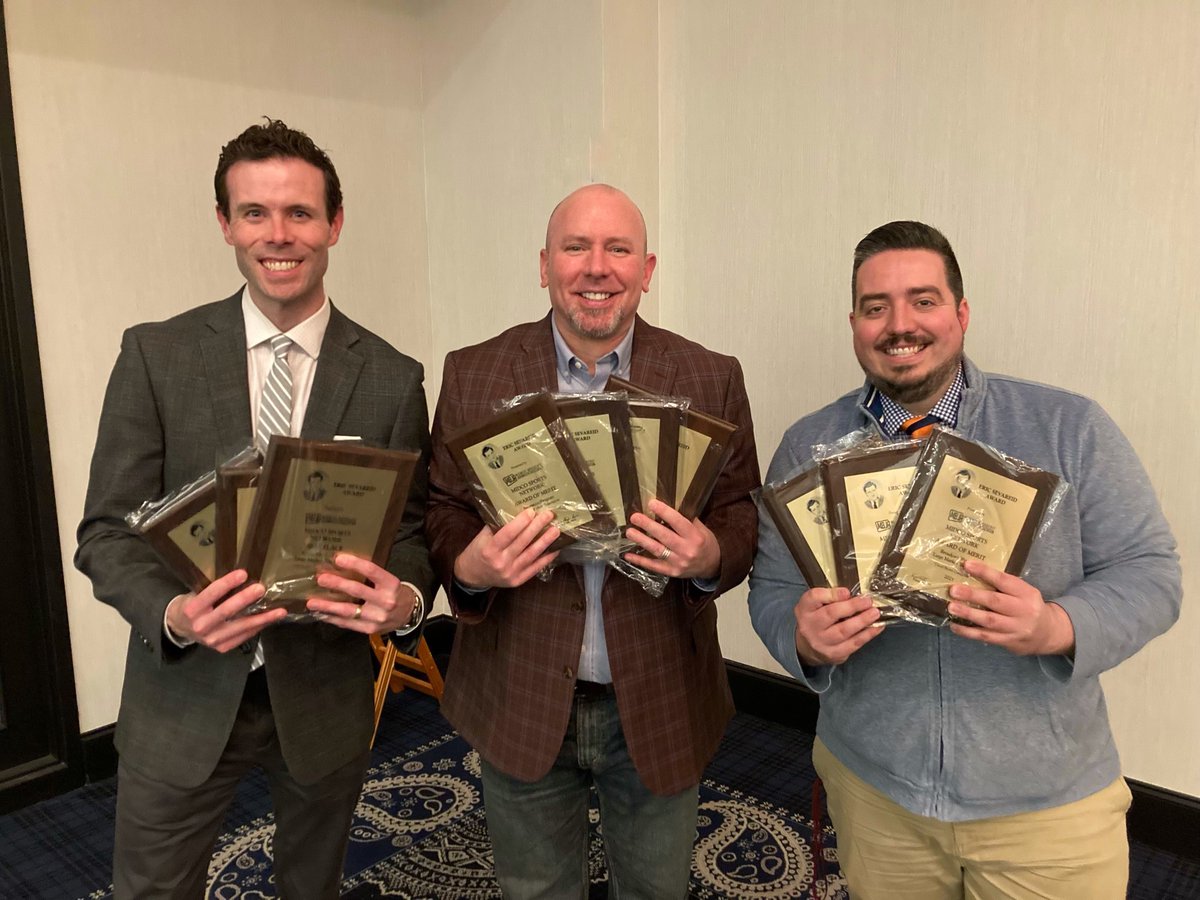 MidcoSports's tweet photo. Congratulations to the entire @MidcoSports team! We were honored with 🔟 Eric Sevareid Awards this past weekend in Minneapolis, including 3⃣ 1st Place honors. 🏆

@AHeinertMidco, @MunceMidcoMAG and @DBrownMidco collected the hardware for the office.

#MidcoSports https://t.co/8VzgOoCCj3