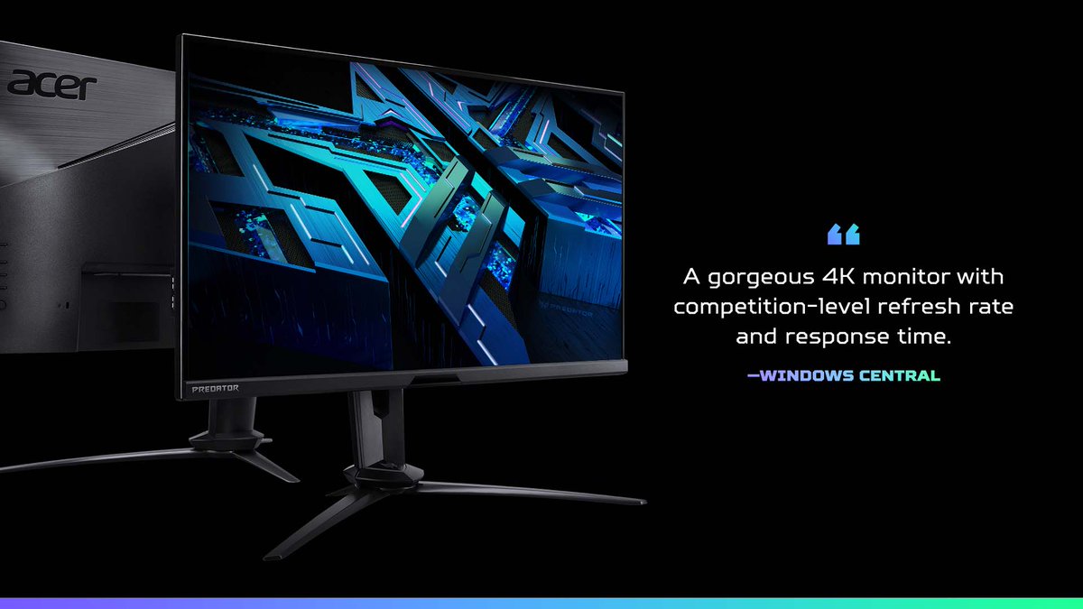 PredatorCanada's tweet photo. In need of a monitor that can keep up with the specs of your gaming PC? @WindowsCentral recommends the #PredatorX28.
Find out why: https://t.co/rn5wlmoeKa https://t.co/g9vFMI2NrH