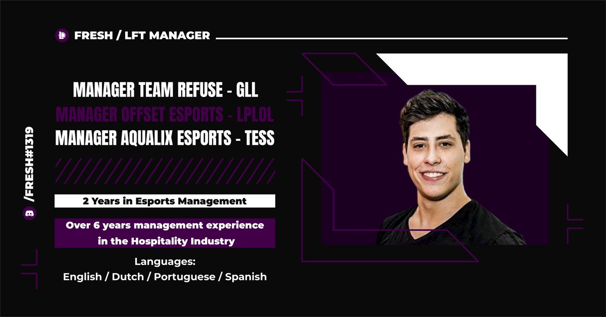 Will R (@freshlol__) on Twitter photo Although I am still with <a href="/Team_Refuse/">Team Refuse</a>, I will be exploring my options for the upcoming Summer 2022 Split. I will consider all ERL offers.
▫️ 6+ years management experience
▫️ Organized and comfortable under pressure
▫️ Outstanding people skills
Contact via DM or Discord. Although I am still with <a href="/Team_Refuse/">Team Refuse</a>, I will be exploring my options for the upcoming Summer 2022 Split. I will consider all ERL offers.
▫️ 6+ years management experience
▫️ Organized and comfortable under pressure
▫️ Outstanding people skills
Contact via DM or Discord.