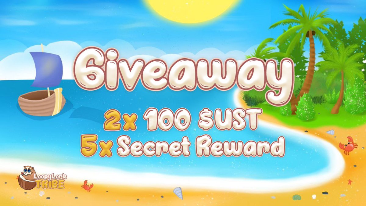 🌴 Discord Launch Giveaway 🌴

To celebrate our Discord Server opening we are giving away 2x 100 $UST &amp; 5x Secret Reward. 🥥 

How to play:
🔹RT + Like + tag 2 LUNAtics
🔹Follow @LoopyLorisTribe 
🔹Join our Discord 👉 discord.gg/JdxwwZfpXh

⏳48H 

#Terra #EnjoyTheParadise
