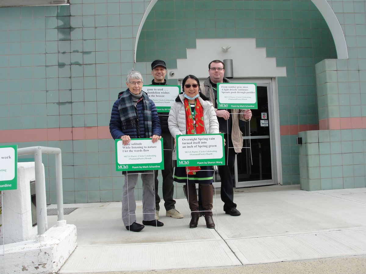 mclsnj's tweet photo. To celebrate #NationalPoetryMonth, MCLS' Poetry Circle has an outdoor #poetry display at the Lawrence Branch.
Join us on April 14 @ 6:30 pm, when the Poetry Circle hosts a special reading for the display.
#njlibraries #mercercountynj #poets #poems #ilovelibrariesnj https://t.co/radZaD8pug