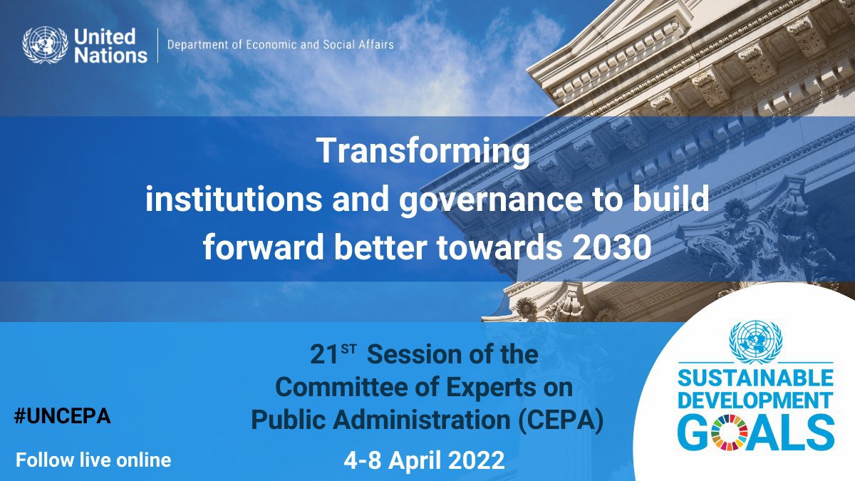 UN's tweet photo. Transforming institutions &amp; governance is key for achieving the #GlobalGoals 

This week, public administration experts will gather for their annual meeting to share solutions to address some of the biggest challenging facing humanity. 
https://t.co/7ZGV9VDAdV via @UNDESA https://t.co/8WaGd7UYhR