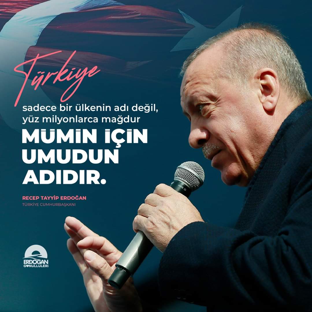 Türkiye sadece bir ülkenin adı değil,yüz milyonlarca mağdur MÜMİN İÇİN UMUDUN ADIDIR.
#ToparlanınÖzümüzeDönüyoruz
#ÜmmetinUmuduyuz