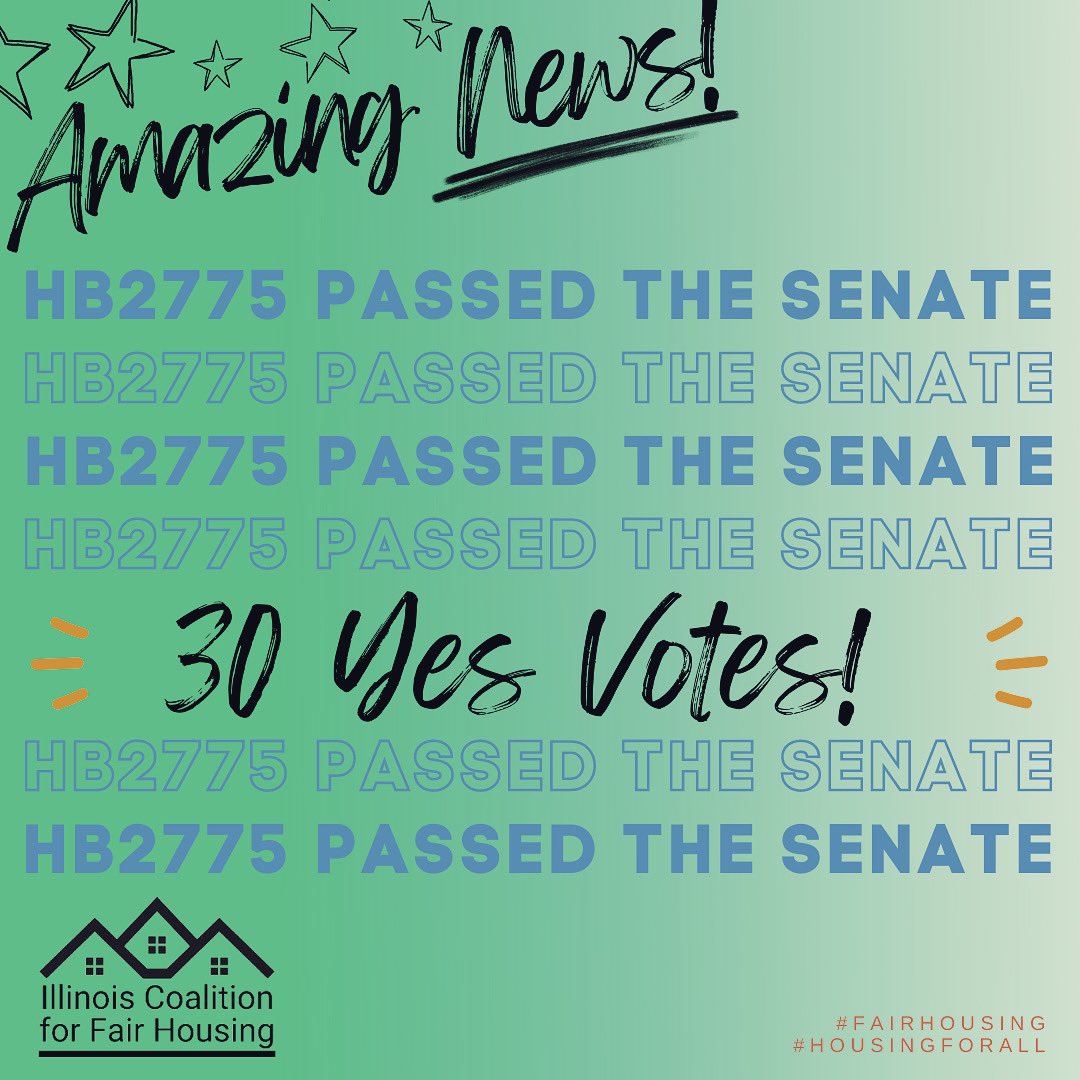 CAFHA's tweet image. ICYMI: 🎉 #HB2775 passed in the Senate last Friday, 4/1. Housing providers will now be required to treat all applicants EQUALLY during their evaluation and screening process. They’ll no longer be able to turn renters away solely because of their #SourceOfIncome. ➡️Onto the House!