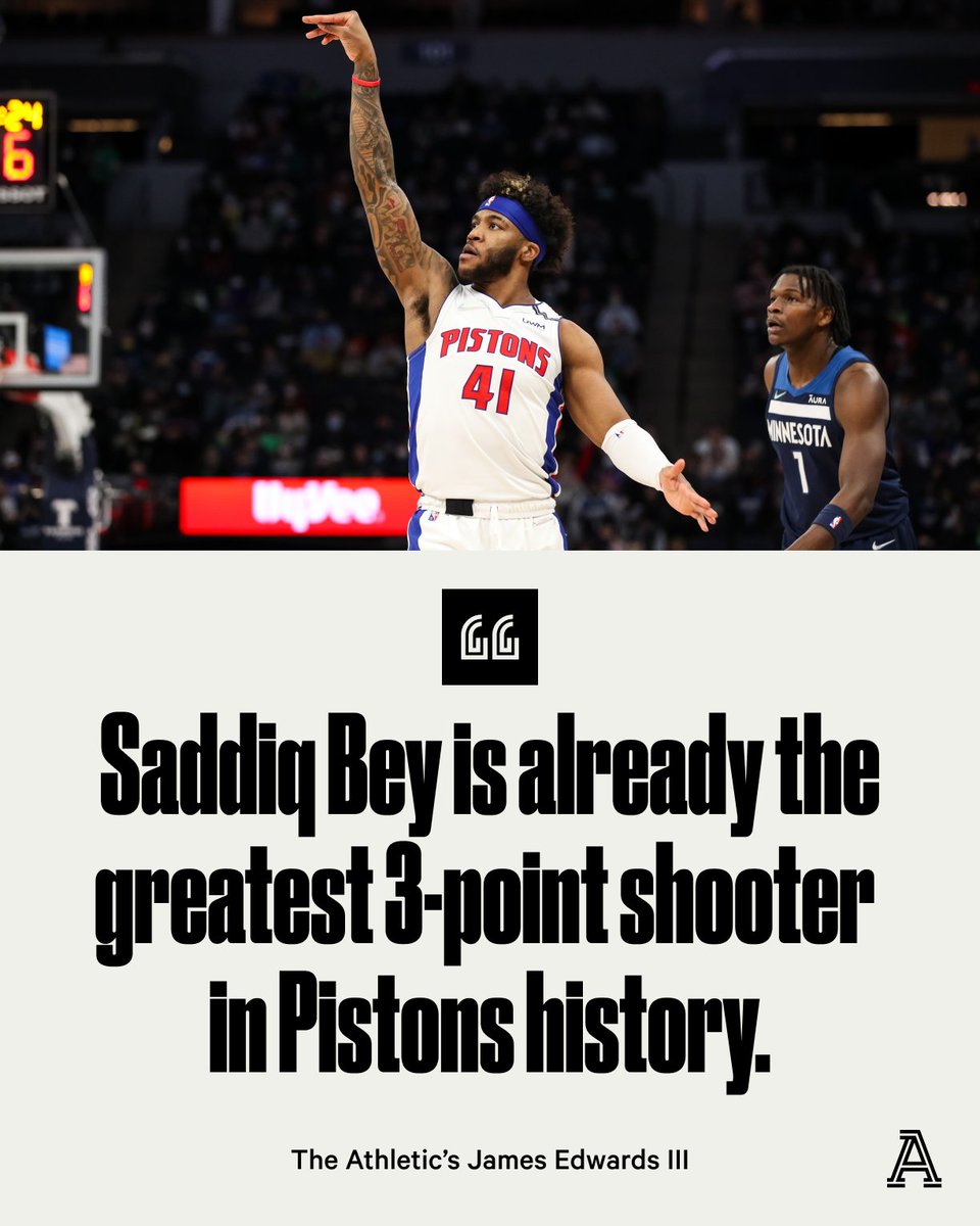 Saddiq Bey is second in NBA history in 3-pointers made (376) through a player’s first two seasons.

And @JLEdwardsIII is ready to make a declaration.

https://t.co/uloLk09hTV https://t.co/xkIHkWizku