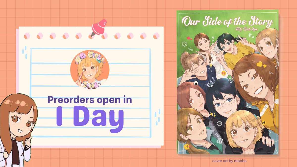 haikyugirlszine's tweet photo. 💫PREORDERS OPEN TOMORROW💫

To finish off our countdown, we’re revealing our zine cover by Mobbo (@MobboNguyen)!

There’s a bunch of incredible pieces in our zine, so don’t miss your chance to get a copy ✨ https://t.co/tqCzqUI8bD