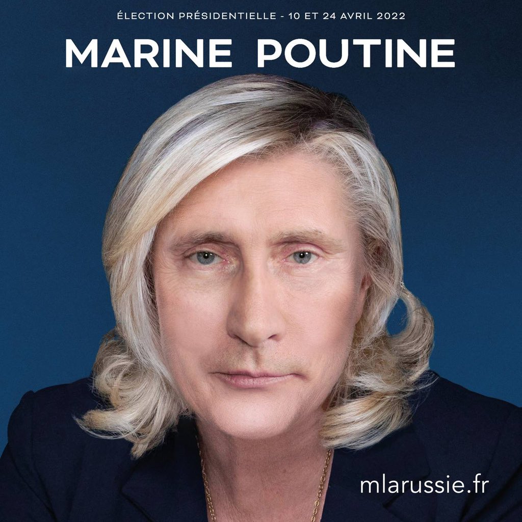 martialpradaud's tweet image. Voter Marine Le Pen, c&apos;est voter Poutine 🇷🇺 !  Les 10 et 24 avril #JevoteMacron #MarinePoutine #Presidentielles