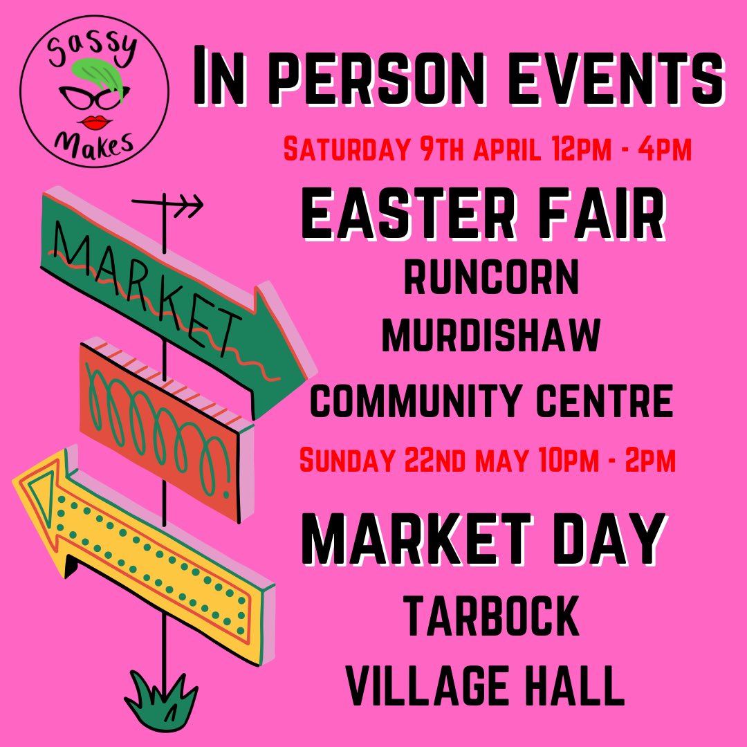SassyMakes's tweet photo. Upcoming Craft Markets &amp; Fairs… 💖✌🏻

#sassymakes #fairs #markets #SmallBusiness #smallbiz #shopsmall #shopsmalluk #localmakers #maker #runcorn #tarbock #CHESHIRE #NorthWest https://t.co/1EBjmAGfZp