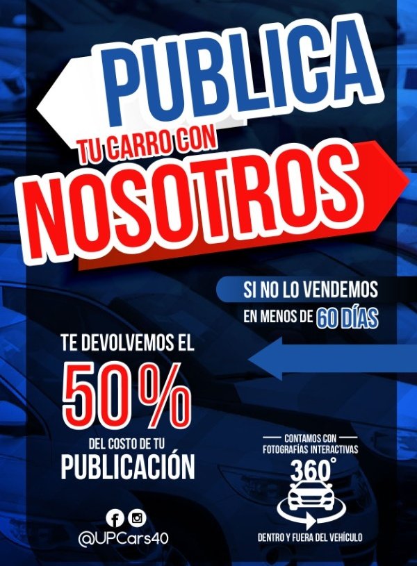 UpCars40's tweet photo. ¡Cambia tu vehículo! 

¡Pública con nosotros y si no logramos la venta en 60 días, te devolvemos 50% del costo de la publicación! 

#FelizLunes https://t.co/0FQ0wqF9Gj