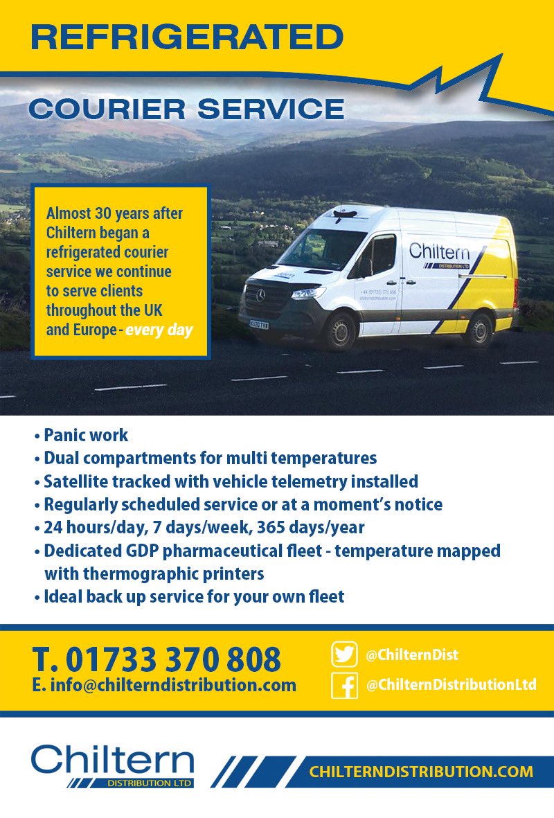 ChilternDist's tweet image. Did you know that part of the Chiltern Distribution Ltd fleet is temperature controlled vans. 

If you’re looking for any assistance or quotes for the hard to reach delivery points, please get in touch.