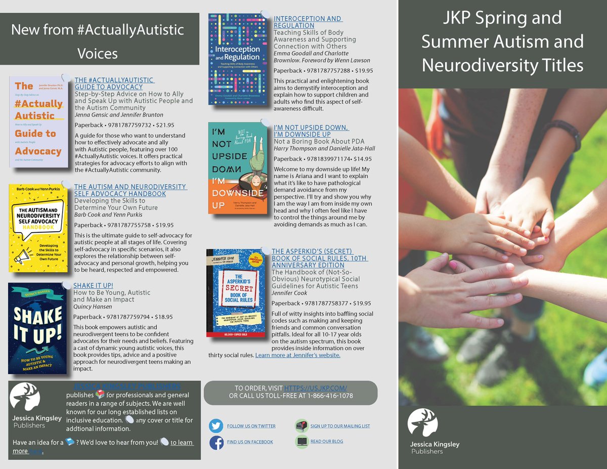 #AutismAcceptanceDay encourages us to learn from #ActuallyAutistic voices. JKP is proud to publish #autistic authors like <a href="/jenniferbrunton/">jennifer brunton</a>, <a href="/Asperkids/">Jennifer Cook (formerly Cook O'Toole)</a>, <a href="/SpectrumBarb/">Barb Cook</a>, @yennpurkis, &amp; more. 
Browse new &amp; upcoming Autism books : tinyurl.com/yhe5hrex
#AutismAcceptanceMonth