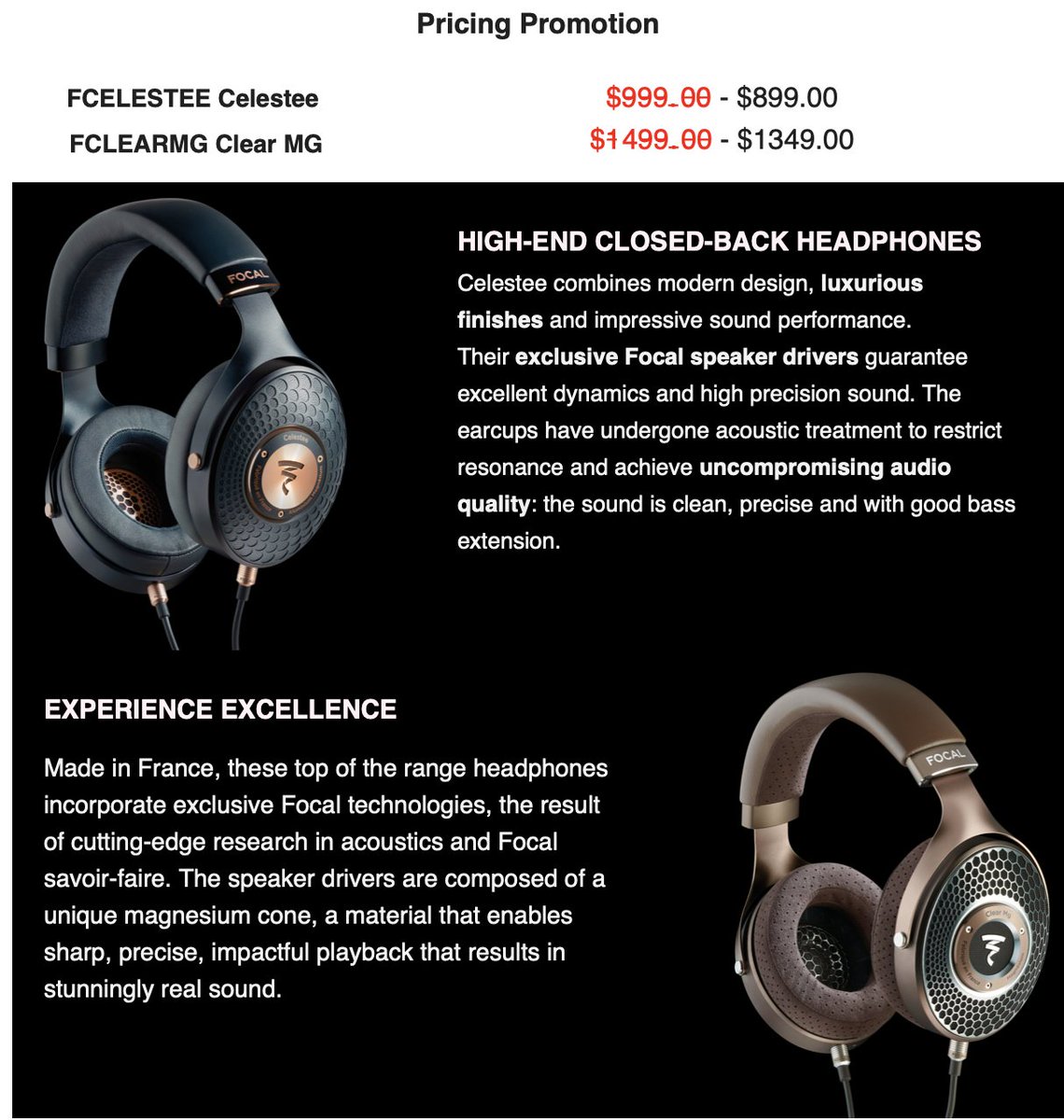 Ready to upgrade your HeadFi? No better time than this month as The Focal Celestee and Clear-MG Headphones are both on sale! 
.
.
.
.
.
Contact HifiGuyNC

#focal #focalhifi #headfi #instahifi #stereo #audiophile #luxuryhifi #stereo #music 
#onsale #headfisale 
#hifiguync