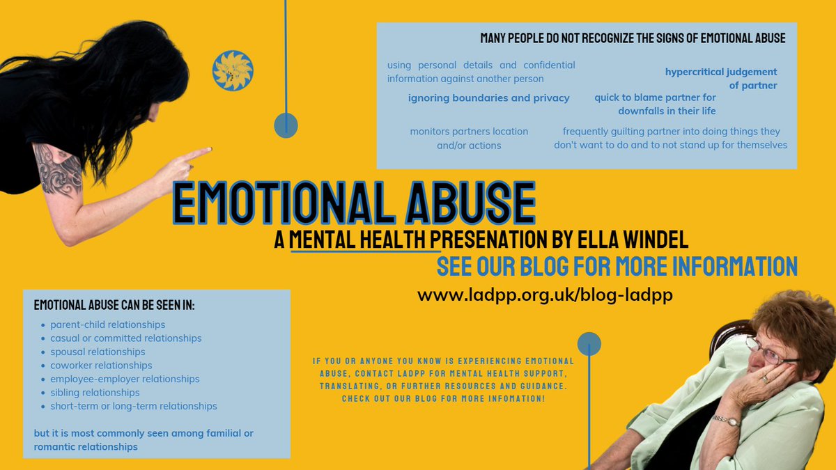 LADPP's tweet photo. If you or anyone you know is experiencing #emotionalabuse, contact #LADPP for #mentalhealth support, #translating, or further resources and guidance. Check out our Blog for more information!
https://t.co/xUSoSvPwG1 https://t.co/sAkBJ9evzq