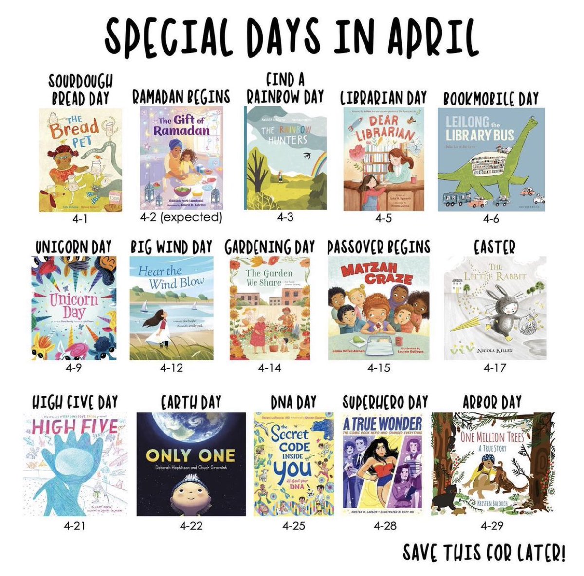 EarlyLearningSC's tweet image. It’s April!! Looking for a fun read on a special day? Check out these April Special Days and books to go along! @EducationSC
