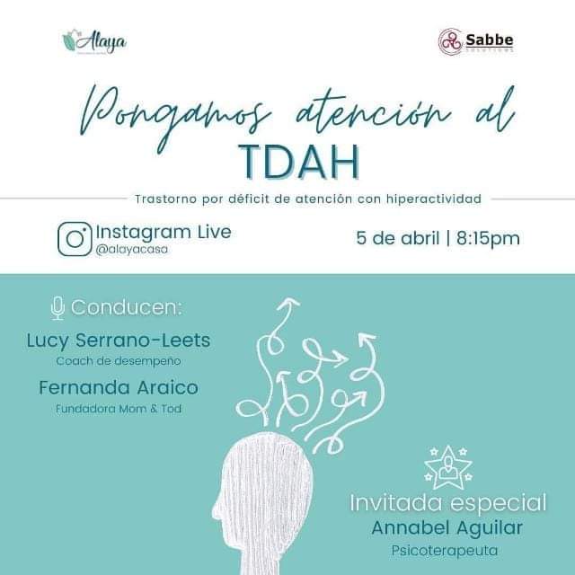 SolutionsSabbe's tweet image. Sabbe Solutions  y Alaya, descubre el sentido unen sus saberes para charlar sobre este tema que no ha sido considerado en todos sus matices. ¡No te pierdas este Instagram Live mañana 8:15 pm! #TDAH  #deficitdeatencion #psicoterapia #sabbesoutions #alayacasa