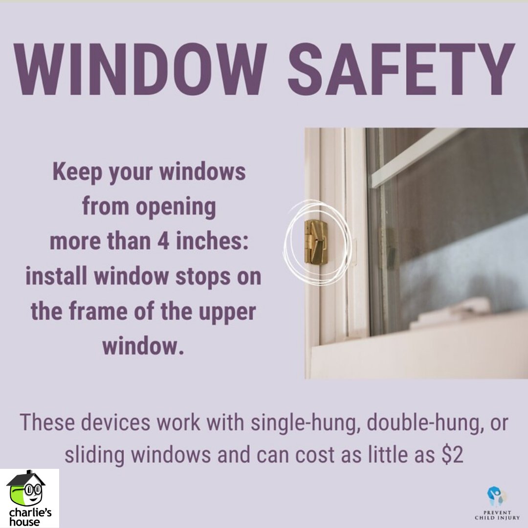 CharliesHouseKC's tweet photo. Every year 3,300 kids under 5 years are hurt by falling out of windows. To learn more about window safety, consider scheduling a tour of Charlie's House Safety Demonstration House. https://t.co/wto0qsWPIf #WindowSafety #WindowSafetyWeek #WindowFalls https://t.co/hLMf1xxHCv