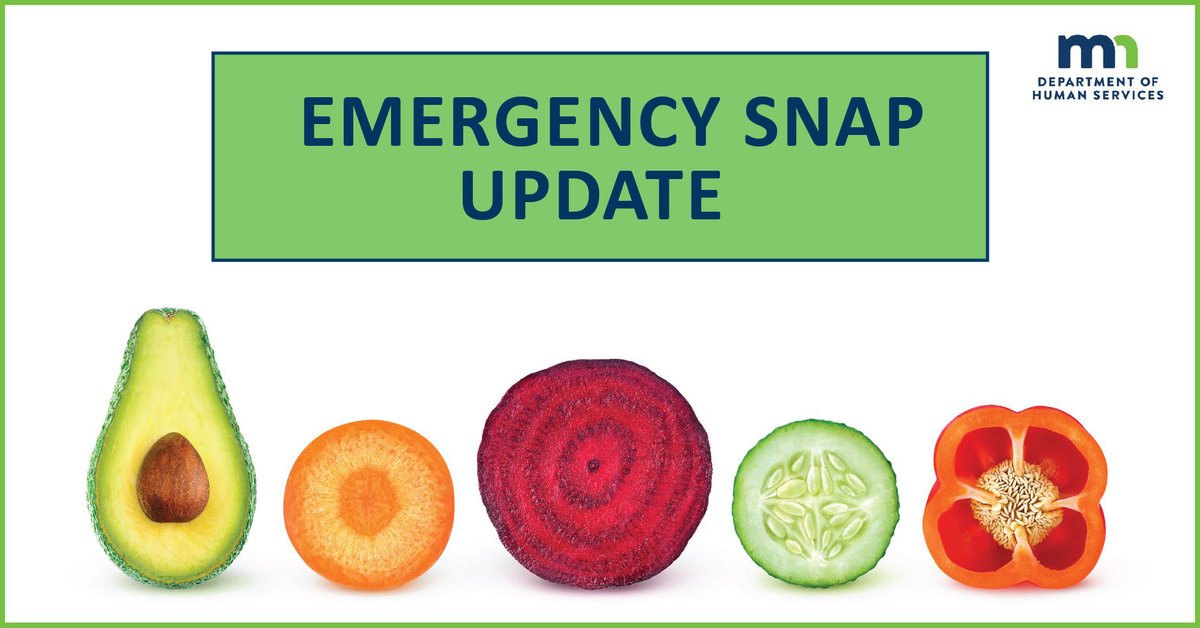 MinnesotaDHS's tweet photo. Minnesotans who were eligible for #SNAP in March will see additional benefits – known as E-SNAP – added to their EBT cards between April 5 and the end of the month.

Note: EBT cards can be used online with approved retailers for grocery delivery or pickup. https://t.co/9T0VNFPCYm https://t.co/CfaInfsZJe