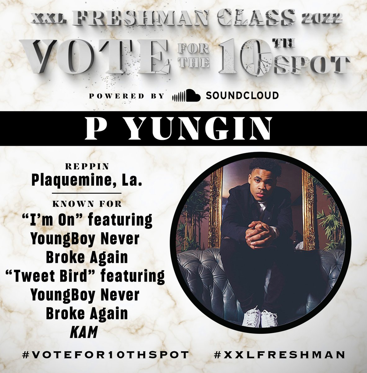 XXL's tweet photo. 🏆 VOTE FOR XXL FRESHMAN 2022 

👤 @PYunginCOS

➡️ VOTE HERE https://t.co/C5035VT5nf

Powered by @SoundCloud https://t.co/hTagUu7vAk