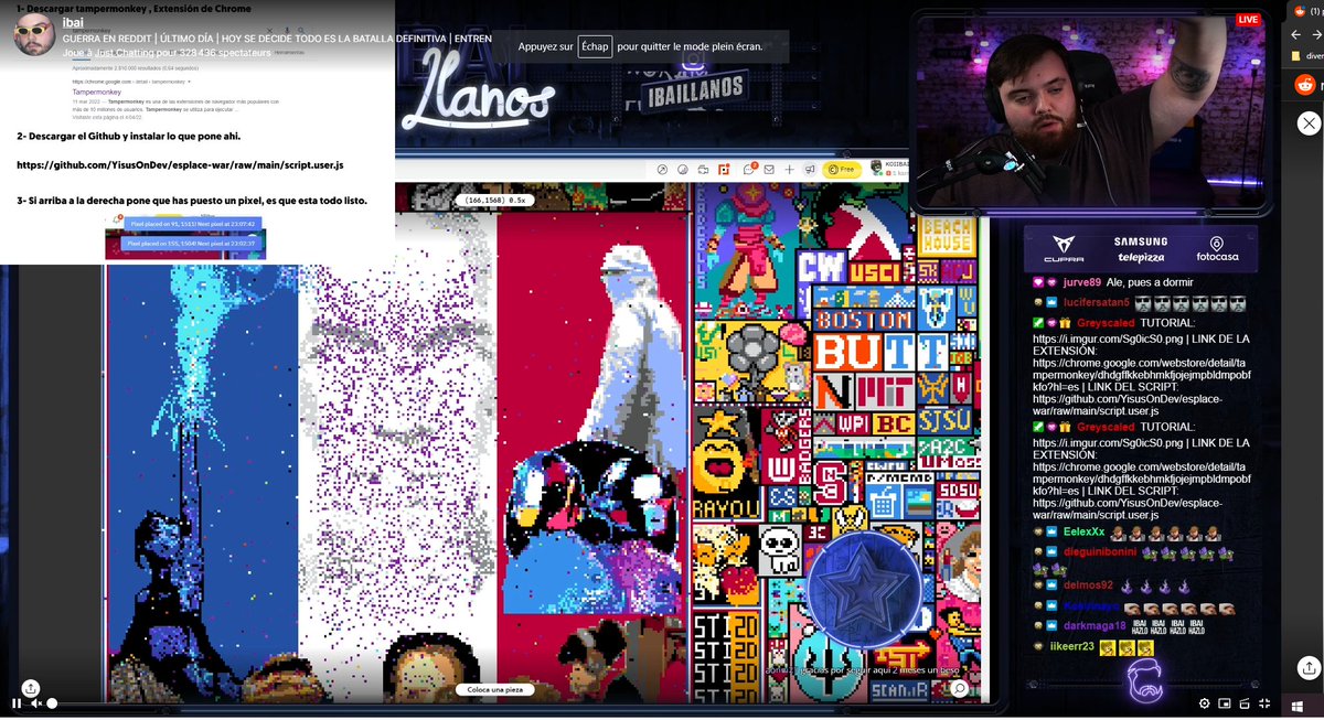 Feeli_n's tweet image. @Reddit look like Spanish people are using bot ... 
You can see the timer of when the bot gonna add automatically the next pixel. 
Look like they are ready to do anything to 'win'. 
#reddit #rplace