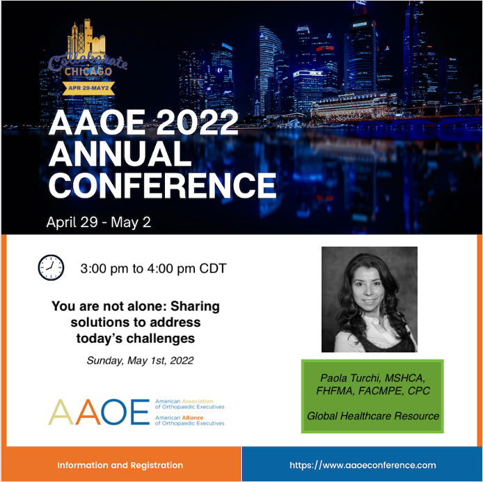 Sziapao's tweet photo. Looking forward to representing @YourTeamGlobal at the @AAOE_OrthoExec National Conference in Chicago. Come see me on Sunday, May 1st at 3:00 pm for my session, "You are not alone: Sharing solutions to address today's challenges" . #AAOE2022 #revenuecycle #speaker https://t.co/WCjQmeuIbP
