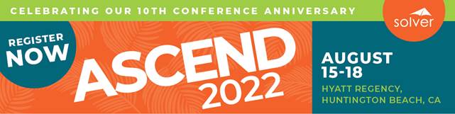 SolverGlobal's tweet image. Registration is OPEN for #SolverAscend 2022 – which means it&apos;s time for you to cash in on your **Early Bird Discount!** Get all the details here 👉 hubs.li/Q017mMbj0