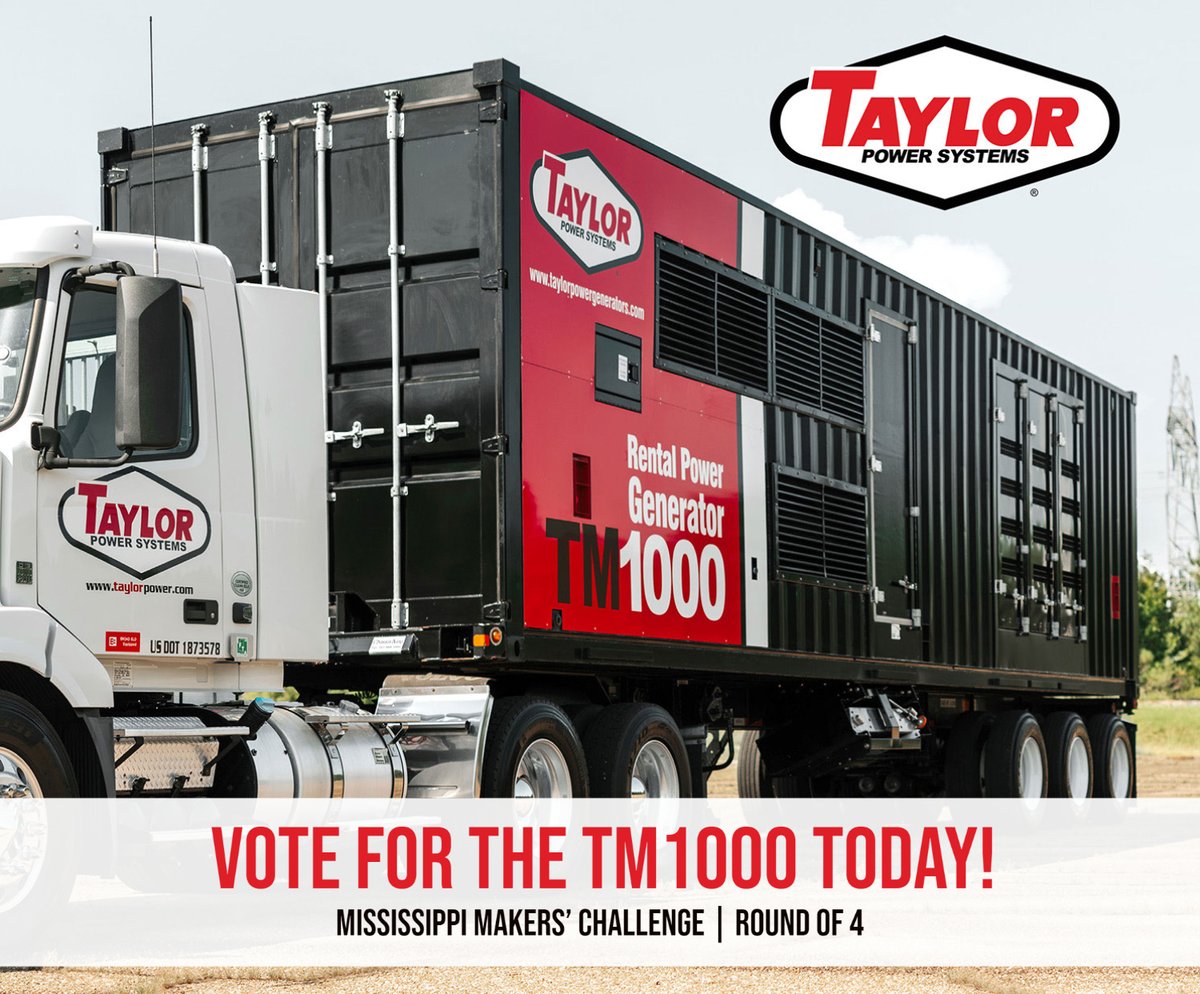TaylorPowerSys's tweet photo. The Taylor Power TM1000 has advanced to the final 4 in the MS Makers' Challenge.
First off, thank you for your support! We'll need your vote daily to advance to the final round. You can vote daily from multiple devices.
*VOTE HERE: https://t.co/dhUtlGBjez
#generators #msmade https://t.co/iDnpZuLA0F