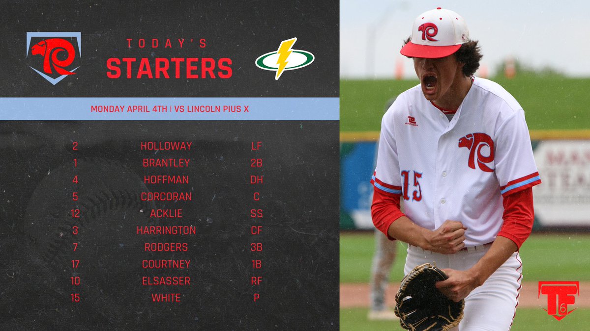 Today’s starters vs Pius. 

🆚-Pius X
⏰-4:30pm
📺📊-gc.com/teammanager/te…
#RalstonBoys #TF6