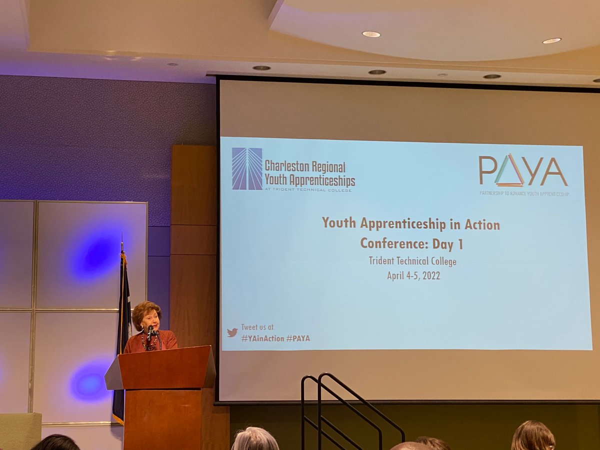 Greater_SA_WORX's tweet photo. Our team is in #Charleston for the Youth Apprenticeship in Action Conference! Wonderful welcome from Dr. Mary Thornley President of @tridenttech 
#PAYA #YAinAction https://t.co/I3GLzPd5Z5