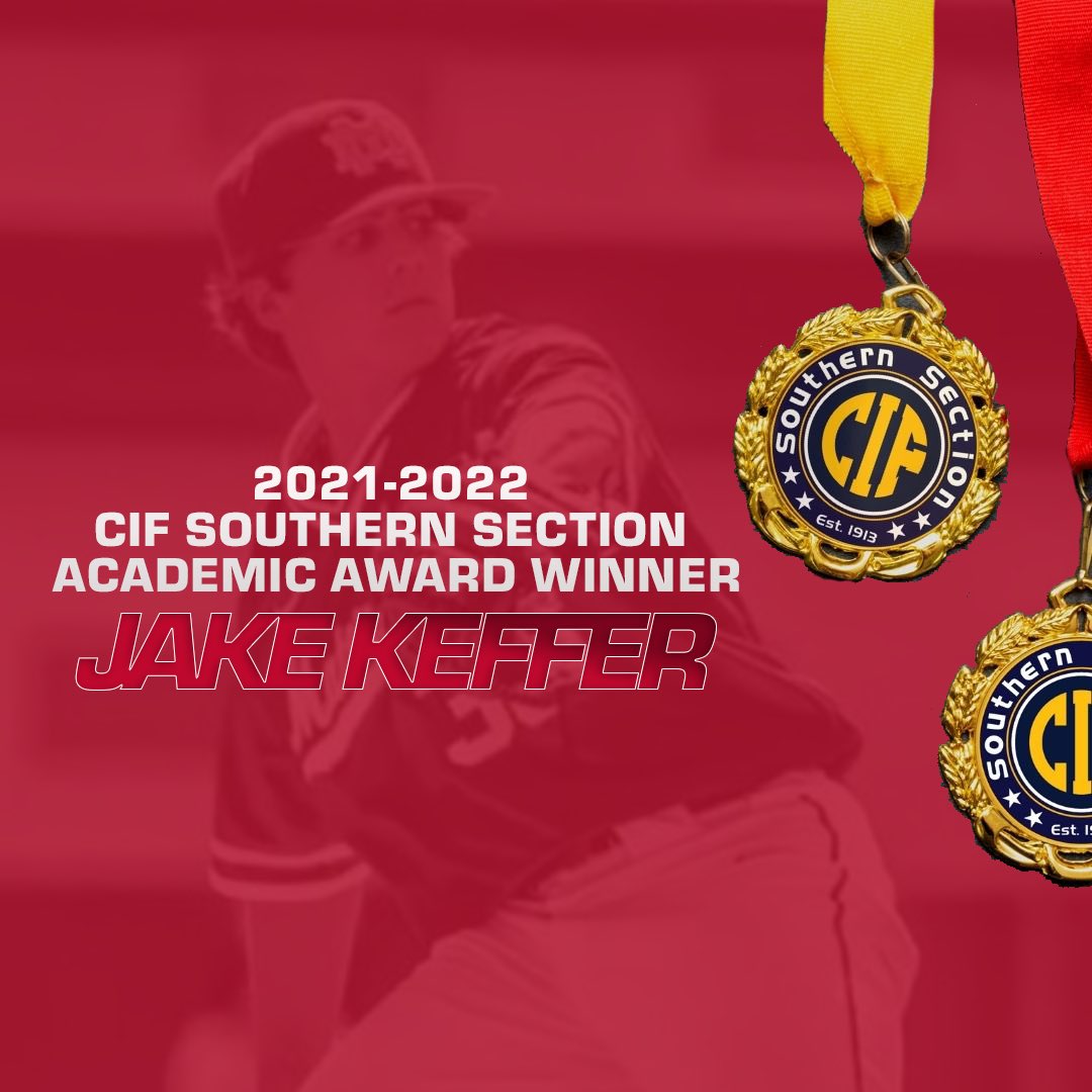 MDHS_Baseball's tweet photo. Congratulations to @keffer_jake for being named one of the recipients of the 21-22 CIF Southern Section Academic Award. Jake has a 4.6 GPA and will be attending the University of Chicago in the fall. Congratulations Keff! #weareMD #HonorGloryLove 

@mdathletics @MDHSMonarchs https://t.co/sYVGxhBWAZ