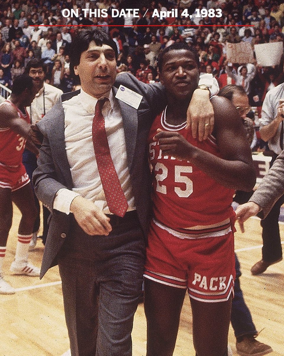 39 years ago, Jim Valvano and NC State won the men's National Championship with Lorenzo Charles’ unforgettable game-winning dunk‼️