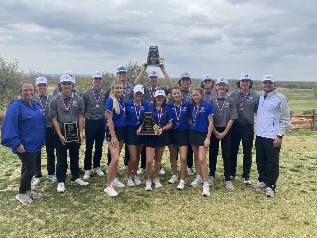 Brock_Golf_'s tweet photo. District Tournament final results: 

Team
Boys Gold: 1st 
Boys Blue: 2nd
Girls: 1st

Individual 
Jayton Vaughan: 1st (77-74)
Kutter Wilson: 2nd (80-78)
Jett Parris: 3rd (80-78) https://t.co/PPbGCDRmyr