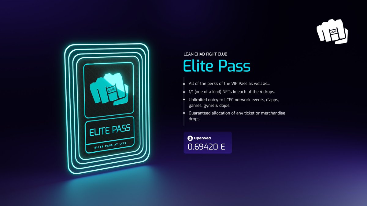 LCS_game's tweet photo. The #LeanChadFC #Elite Pass grants unlimited access to the club w/ exclusive tier benefits, inc. a stream of #1of1 #NFT drops.
Get your Elite Pass now:
https://t.co/DPYbUKX4MS
#MMA $DEHUB $MRI #NFTLaunch #MintingNow #NFTGame #NFTdrop #NFTCollection #NFTCommmunity #P2E #mint https://t.co/VkFsizNcOu