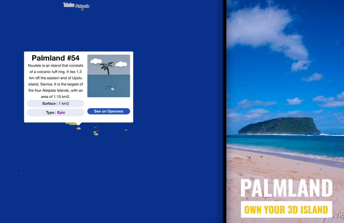 PalmLand4's tweet photo. 🏝️The palmland collection is a series of collectible islands directly integrated to the blockchain🏝️ 

Nuutele island: https://t.co/FWisOjAO3P
Map: https://t.co/3EFp00p1Tg

#NFT #OpenSeaNFT #Island #NFTdrop #erc721 https://t.co/jGdqCQkcoD