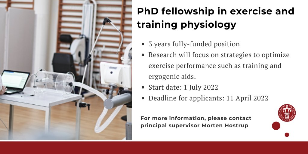 Morten Hostrup (@morten_hostrup) on Twitter photo Attention! PhD fellowship available in exercise and training physiology <a href="/NEXSKU/">Institut for Idræt og Ernæring</a> , University of Copenhagen. Feel free to RT, pass on info and share! 👏👏
jobportal.ku.dk/phd/?show=1561… Attention! PhD fellowship available in exercise and training physiology <a href="/NEXSKU/">Institut for Idræt og Ernæring</a> , University of Copenhagen. Feel free to RT, pass on info and share! 👏👏
jobportal.ku.dk/phd/?show=1561…