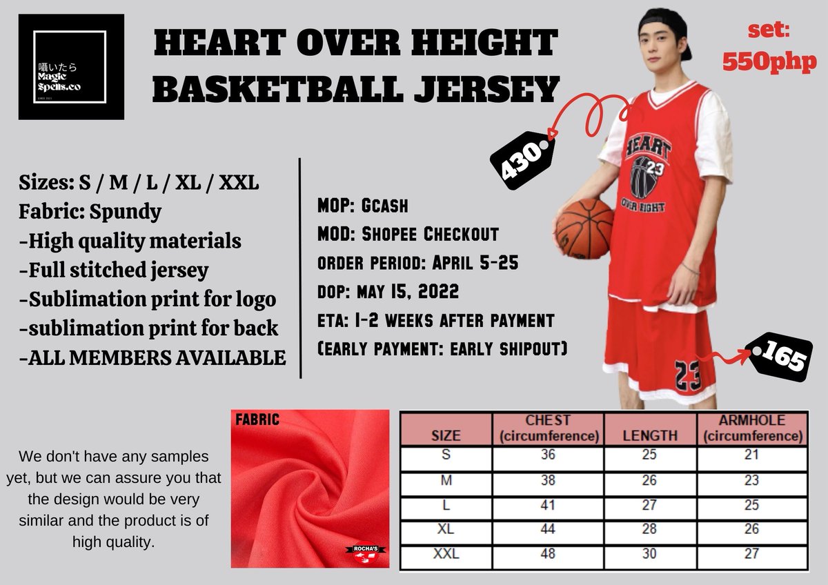 magicspells_co's tweet photo. 🏀HEART OVER HEIGHT JERSEY🏀
wts help rt 

🔗: https://t.co/A8nL2AdrF5
MOP: Gcash
MOD: SCO
DOO: April 5-25
DOP: may 15
(early payment: early shipout)

We don't have any samples yet, but we can assure you that the design would be very similar and the product is of high quality. https://t.co/kr62zInKrI