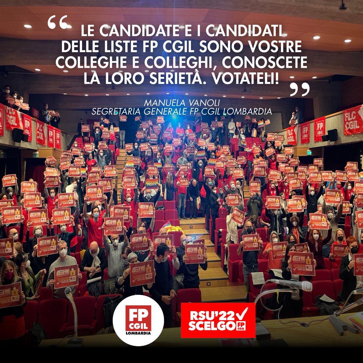 FpCgilLombardia's tweet photo. Lavoratrici e lavoratori di Sanità Pubblica, Funzioni Centrali e Locali: conoscete le candidate e i candidati Fp CGIL, sono vostre colleghe e colleghi, conoscete la loro serietà, affidabilità, passione e impegno. Votateli!
@ManuelaVanoli, Fp Cgil Lombardia

#Rsu22 #VOTAFpCgil https://t.co/8Wq5bbMDPD