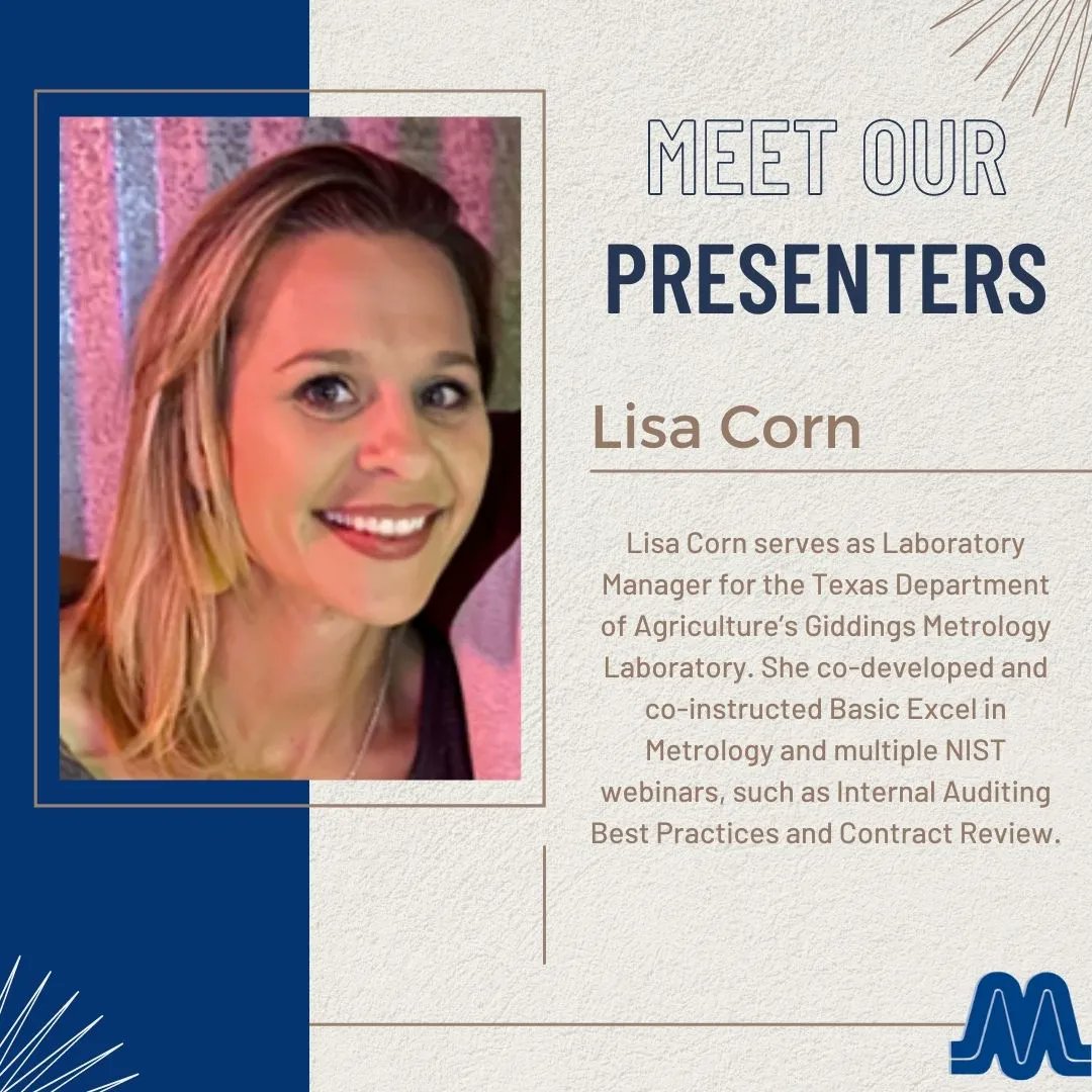 MSC_Conference's tweet photo. Meet Our Presenters! MSC is thrilled to welcome Lisa Corn as a NIST Seminar Presenter!

Lisa is one of two presenters for the Fundamentals of Metrology Presentation on Monday, May 16 and Tuesday, May 17 at the Annual MSC Training Symposium. 

Join us at this year's conference! https://t.co/dZrNRDBoka